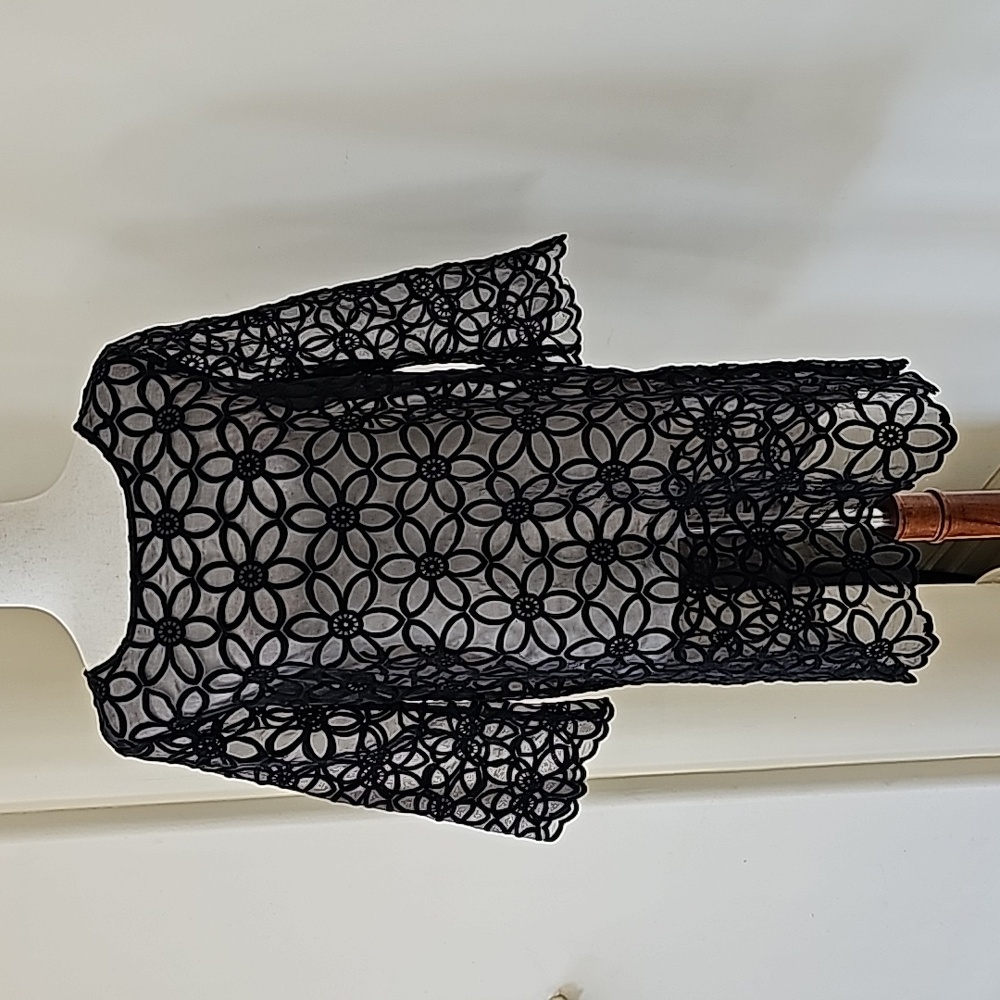 BB Dakota Black Floral Lace Tunic Dress / Swim Cover-Up – Medium - Picture 2 of 6